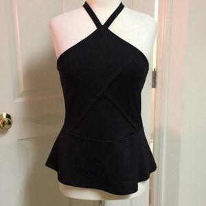 NWT The Limited Top Black Halter Peplum